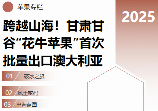果蔬快讯｜跨越山海！甘肃甘谷“花牛苹果”首次批量出口澳大利亚