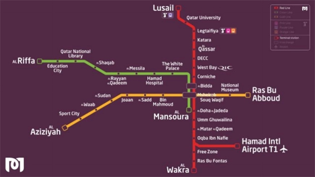 卡塔尔地铁及轻轨项目线路规划图